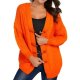Women's Orange Toggle-Closure Cable-Knit Cardigan