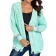 Women's Mint Green Fringe-Hem Cable-Knit Cardigan
