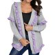 Women's Grey & Purple Ruffled Open-Front Cardigan