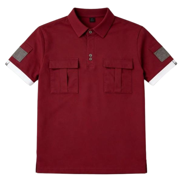 Deep Red Utility Polo with Elbow Patches