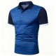 Men's Blue Striped Color-Block Polo Shirt