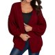 Women's Burgundy Puff-Sleeve Open-Front Cardigan